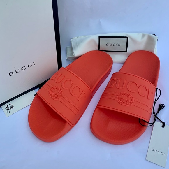 gucci rubber slides orange
